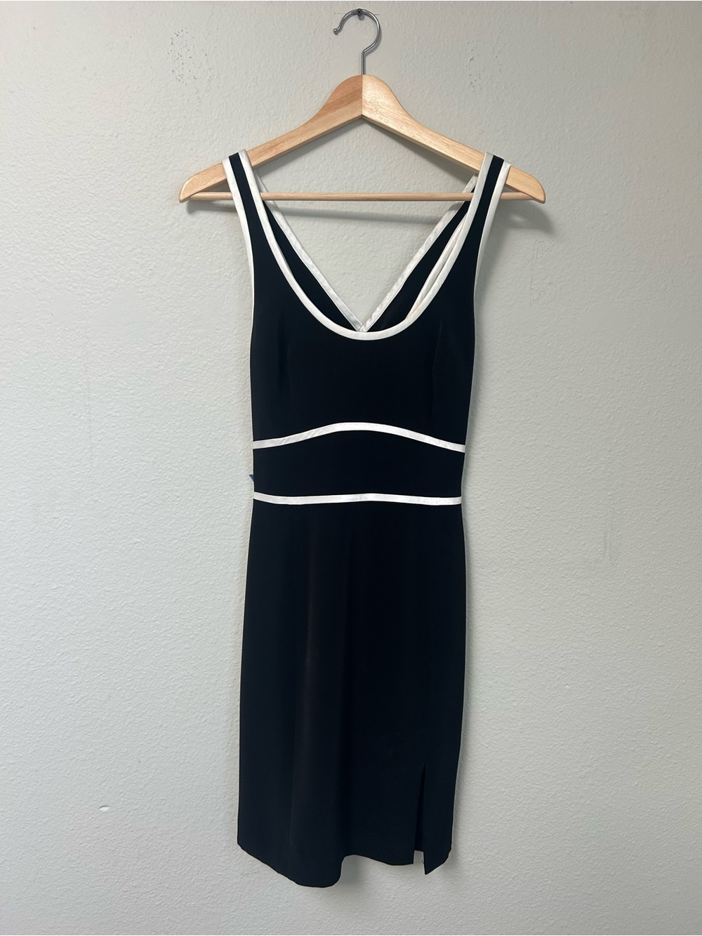 Adrianna Papell Black Mini Dress with White Trim